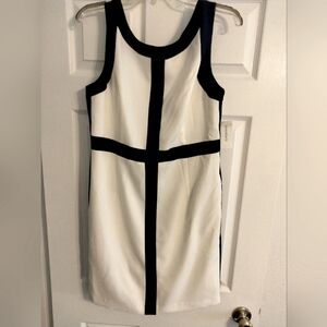NWT!!!! Sleeveless White Sheath Dress with Black Contrast Trim